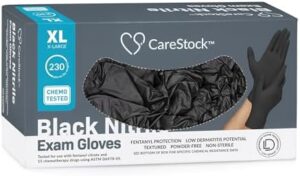 Protect hands with the Black Nitrile Exam Gloves, powder-free and latex-free. Food safe and medical grade for confidence. 2300 count, X-Large size, perfect for medical professionals.