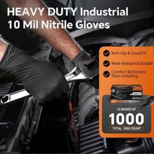 Protect your hands from chemicals and abrasions with these heavy-duty 10 mil nitrile gloves featuring a raised diamond texture. Disposable and latex-free for industrial use. Perfect for mechanics, DIY enthusiasts, and more!