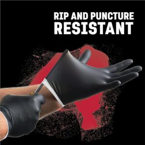 Protect hands with Venom Steel Industrial Nitrile Gloves, chemical resistant and latex-free, featuring textured grip and heavy-duty two-layer protection, perfect for large-scale projects. (148)