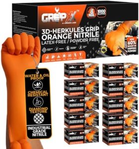 Here is the generated SEO meta description:

"Protect your hands with Herkules Grip Heavy Duty 8Mil Orange Nitrile Gloves, featuring 3D raised diamond texture and powder-free design for industrial and mechanic use. Enjoy a reliable grip without compromising on comfort!"