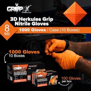 Here is the generated SEO meta description:

"Protect your hands with Herkules Grip Heavy Duty 8Mil Orange Nitrile Gloves, featuring 3D raised diamond texture and powder-free design for industrial and mechanic use. Enjoy a reliable grip without compromising on comfort!"