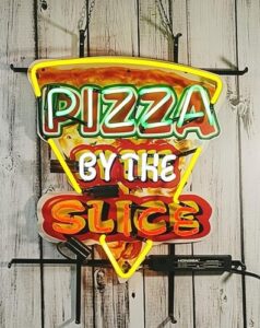 Illuminate your space with this stunning Neon Signs Beer Bar Club Bedroom Pizza By The Slice Glass Neon Sign, perfect for offices, hotels, pubs, parties, or man caves. Brighten up your walls with its 24x20 inches neon light art.