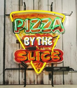 Illuminate your space with this stunning Neon Signs Beer Bar Club Bedroom Pizza By The Slice Glass Neon Sign, perfect for offices, hotels, pubs, parties, or man caves. Brighten up your walls with its 24x20 inches neon light art.