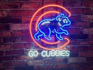 Brighten up your man cave with the Queen Sense 20"x16" Cubs Go Cubbies Neon Sign, a neon lamp perfect for beer enthusiasts and sports fans.