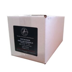 Get premium quality raw unsalted pistachios in bulk with this 5 lb bag, perfect for snacking or baking. Perfectly shell-off and ready to use.