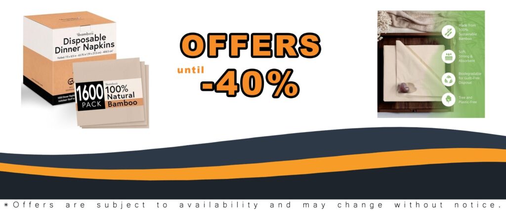 100% Bamboo Dinner Napkins Disposable for Dinner Lunch Events and Entertaining
