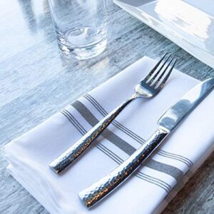 "Upgrade your dining experience with Arkwright Bistro Dinner Cloth Napkins - a bulk pack of 120 absorbent and soft napkins perfect for professional restaurants and home use. French striped design, washable, and durable."