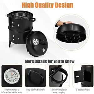Here is the meta description:

"Unleash perfect BBQs with this 3-in-1 smoker grill, featuring a built-in thermometer and charcoal grilling capabilities. Ideal for outdoor cooking enthusiasts, enjoy versatile results in one convenient device."