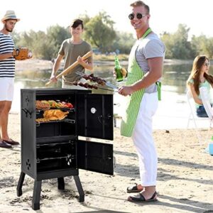 Here is the meta description:

"Unleash backyard BBQ mastery with Giantex's double-door smoker featuring detachable grill racks, thermometer and 4 air vents. Perfect for camping or backyard grilling."
