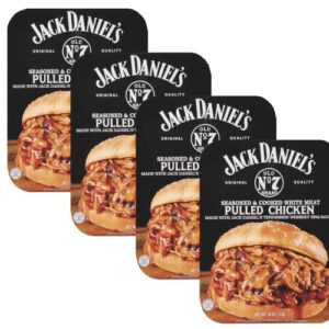 Here's the optimized meta description:

"Indulge in tender pulled chicken infused with Jack Daniel's Tennessee Whiskey BBQ Sauce. 4-pack of fully cooked white meat, perfect for easy meals and entertaining. Supports Ready Set Gourmet's Donate a Meal Program."