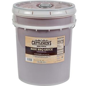 Discover the ultimate BBQ sauce base with Cattlemen's Original Base, a 5-gallon pail perfect for chefs, ideal for ribs, briskets, salads, seafood and more.