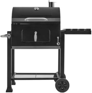 Get ready for smoky flavors with our Large BBQ Grill Charcoal, featuring a heavy-duty enamel grill grate and smoker box. Perfect for outdoor gatherings!