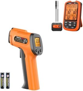 Get precise grilling results with ThermoPro's TempSpike wireless meat thermometer and infrared gun. Two ultra-thin probes ensure accurate readings, while the laser gun makes quick work of temperature checks.