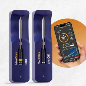 Get precise grilling results with the MeatStick Chef Duo Bundle's 2-probe design and 650ft range. Features quad sensors for accurate temperature control, compatible with grills, BBQs, air fryers, and more.