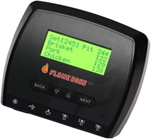 Control your grilling experience with the Smart BBQ Smoker Temperature Controller, featuring a patented variable speed fan and flame boss technology. Monitor temperatures with 2 probes for perfect results, ideal for Weber, drum, or offset smokers.