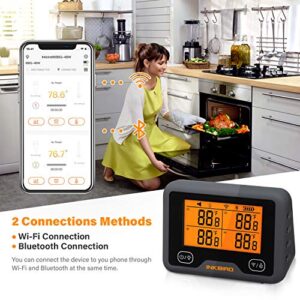 Monitor your grill temperatures perfectly with the Inkbird Wi-Fi Bluetooth Grill Thermometer. Features 4 probes and digital display for smoker, oven, kitchen, drum, and grill use.