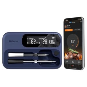 Accurate temperature control for perfectly cooked meals with the Fitflavor WiFi Meat Thermometer. Two probes and Bluetooth connectivity ensure precise results, perfect for grilling, smoking, or oven cooking.