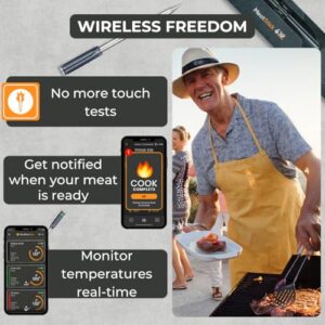 Here is the generated SEO meta description:

"Monitor your meat's internal temperature with the MeatStick 4X Wireless Thermometer, featuring 4 sensors and Bluetooth connectivity for grilling and smoking. Perfect for BBQ enthusiasts!"