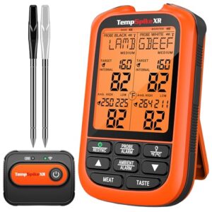 Here is the optimized SEO meta description:"Accurate wireless meat thermometer with 2 ultra-thin probes for rotisserie, smoker, BBQ, grill and kitchen use. Monitor temperatures from up to 200 feet away."