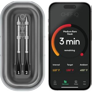 Here is the meta description:

"Instantly monitor food temperatures with the CHEF iQ Sense Smart Wireless Meat Thermometer, featuring 2 ultra-thin probes and unlimited range Bluetooth connectivity. Perfect for BBQ grills or ovens."