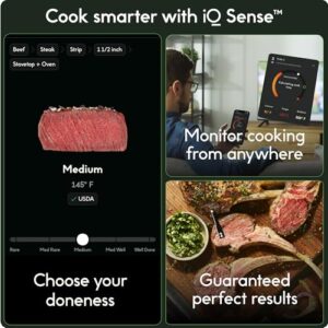 Here is the meta description:

"Instantly monitor food temperatures with the CHEF iQ Sense Smart Wireless Meat Thermometer, featuring 2 ultra-thin probes and unlimited range Bluetooth connectivity. Perfect for BBQ grills or ovens."