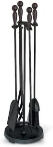Here is the meta description:

"Add a touch of elegance to your home with this Home & Hearth 18029 iron ball fireplace tool set in matte black. Includes everything you need for convenient fire maintenance."