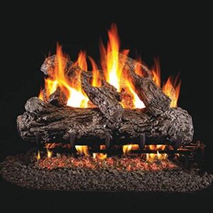 Elevate your home ambiance with the Peterson 24-inch Rustic Oak Log Set, featuring a vented natural gas burner and match light technology.