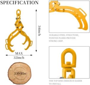 Here is the output meta description:

"Effortlessly lift logs with our 32IN Log Tongs featuring 4 claw timber heavy duty design, ideal for truck, ATV, tractor and skidder logging grabber use. Save big on this rugged tool!"