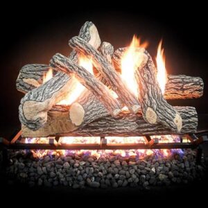 Here is the generated SEO meta description:

"Upgrade your fireplace with our 24" Premium Gas Logs in Great Oak Design. Perfect for vented fireplaces, natural gas or liquid propane, these logs provide a realistic flame effect."