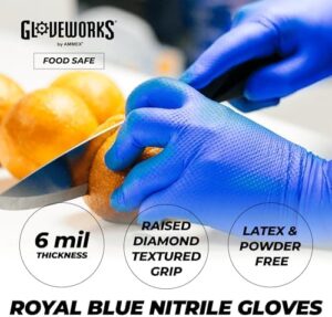 Discover high-quality gloves for food handling with Gloveworks HD Royal Blue Nitrile Industrial Disposable Gloves. Latex-free & powder-free, 6 mil thickness ensures durability and safety. Food-safe and easy to clean, perfect for various industries.