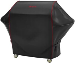 Protect your premium grill with the Bull Outdoor Products 72014 cover, featuring black and red piping. Perfect for outdoor enthusiasts, this durable cover measures 36x24x44 inches.