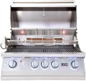 Unlock backyard gatherings with the Lion Premium Grills L75625, a 32" propane grill featuring adjustable heat control, porcelain-coated grates and a compact design perfect for small spaces.
