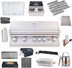 Unlock sizzling grilling experiences with the Lion Premium Grills BBQ Gas Grill Bundle, featuring a 40" grill package, double access doors, single side burner, and more great features.