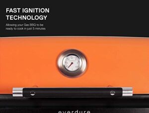 Discover the Everdure FORCE 2 Portable Gas Grill with die-cast aluminum body and fast-ignition technology. Boasts 388 square inches of grilling surface, adjustable height, and orange design. Perfect for outdoor cooking!