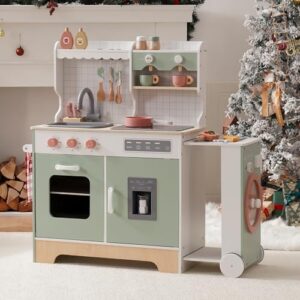 Here is the generated meta description:

"Imaginative play for kids with ROBUD's Wooden Play Kitchen Set! Includes BBQ grill, ice maker, coffee machine & accessories. Lights & sounds add fun. Perfect gift for toddlers aged 3+."