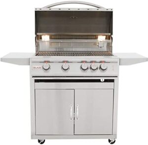 Here is the output:

"Experience outdoor grilling indoors with this Marine Grade Stainless Steel Freestanding Natural Gas Grill, featuring lights and a spacious 32-inch cooking area. Limited time offer: Get 10% off your purchase!"