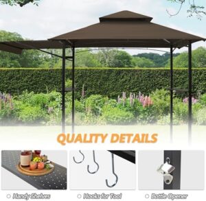 Elevate your outdoor gatherings with this 8'x5' Grill Gazebo Canopy featuring LED lights, perfect for patios and BBQs.