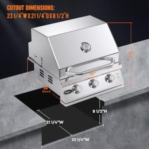 Upgrade your outdoor kitchen with the Hygrill Premium XTR 3-Burner Built In Grill, featuring a stainless steel head and LED lights. Perfect for liquid propane fueling.