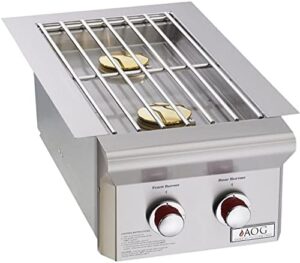 Here is the meta description:

Upgrade your outdoor cooking with AOG's T-Series double side burner, perfect for grilling and entertaining. Dimensions: 23.5 x 19.5 x 8 inches, natural gas compatible