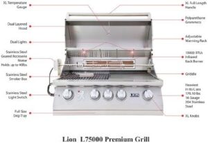 Discover the ultimate grilling experience with LION L75000's premium liquid propane grill, featuring 4 burners, porcelain-coated grids, and ample cooking space. Perfect for outdoor enthusiasts!