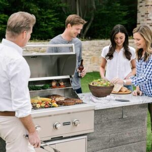 Here is the generated SEO meta description:

"Upgrade your outdoor kitchen with the Coyote Outdoor Kitchen Grill, featuring a 34-inch liquid propane grill with 3 burners and premium BBQ capabilities. Top-tier warranty included."