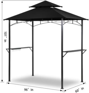 Elevate your outdoor gatherings with the Outdoor Double Tiered Grill Gazebo, featuring a BBQ patio canopy tent with pendant light and floor fixing. Perfect for parties, 64 inches wide, sturdy construction.