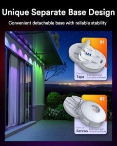 Illuminate your outdoor space with Lumary's Permanent Outdoor Lights, featuring 40 LED Eave Lights with RGBAICW color mode and IP67 waterproofing. Control scenes for Halloween or Christmas with IC control. Works with Alexa and Google Assistant.