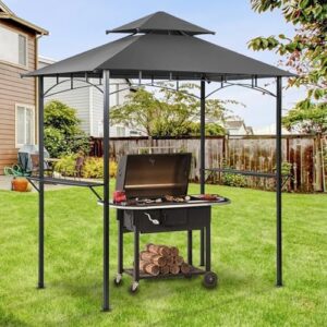 Enhance your outdoor gatherings with the Outdoor Double Tiered Grill Gazebo BBQ Patio Canopy Tent, featuring a pendant light and floor fixing for added ambiance. Perfect for parties!