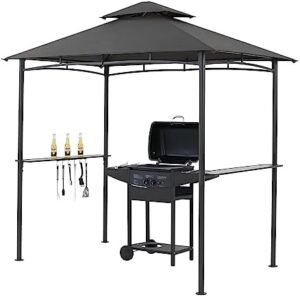 Enhance your outdoor gatherings with the Outdoor Double Tiered Grill Gazebo BBQ Patio Canopy Tent, featuring a pendant light and floor fixing for added ambiance. Perfect for parties!