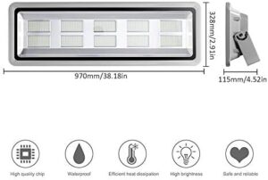 Here is the generated SEO meta description:

"Boost outdoor lighting with this 1000W LED Flood Light, producing 110000lm. Perfect for garages, gardens, lawns, yards, and playgrounds, it shines bright at 2800-3000K."