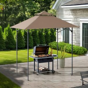 Here is the optimized meta description:

"Experience outdoor living with the Sunjoy 5x8 ft. grill gazebo featuring a double-tiered design and magnetic LED light, perfect for BBQs, picnics, and events."