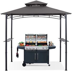 Here is the generated meta description:

"Add ambiance to your outdoor gatherings with the ABCCANOPY 8x5 Grill Gazebo Shelter, featuring a dark gray canopy and LED light. Perfect for BBQs and parties, this gazebo shelter provides shade and style."
