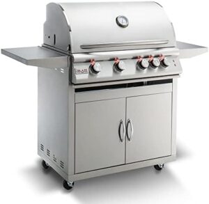 Here is the meta description:

Upgrade your outdoor cooking experience with this Marine Grade Stainless Steel Freestanding Propane Gas Grill, featuring LED lights and a spacious 32-inch cooking surface, perfect for backyard gatherings.