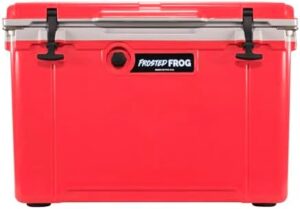Here is the optimized meta description:

"Keep drinks and food cool with the Frosted Frog Hyper-Light cooler, 30% lighter than traditional rotomolded coolers. Perfect for beach trips, camping, fishing, or boat days - stay refreshed with this USA-made insulated portable chest."